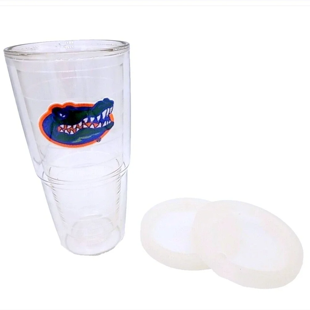 Florida Gators 24oz Tervis Tumbler‎ Clear + 2 Lids BPA Free